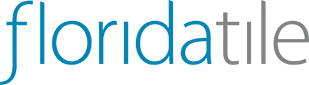 Florida Tile logo with blue icon and gray text on white background.