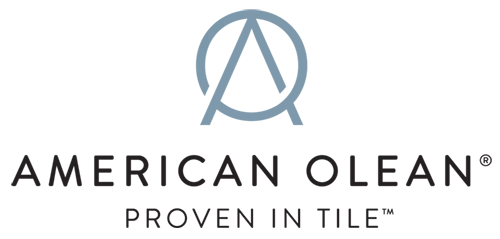 American Olean logo with stylized text and a blue abstract emblem above the name.